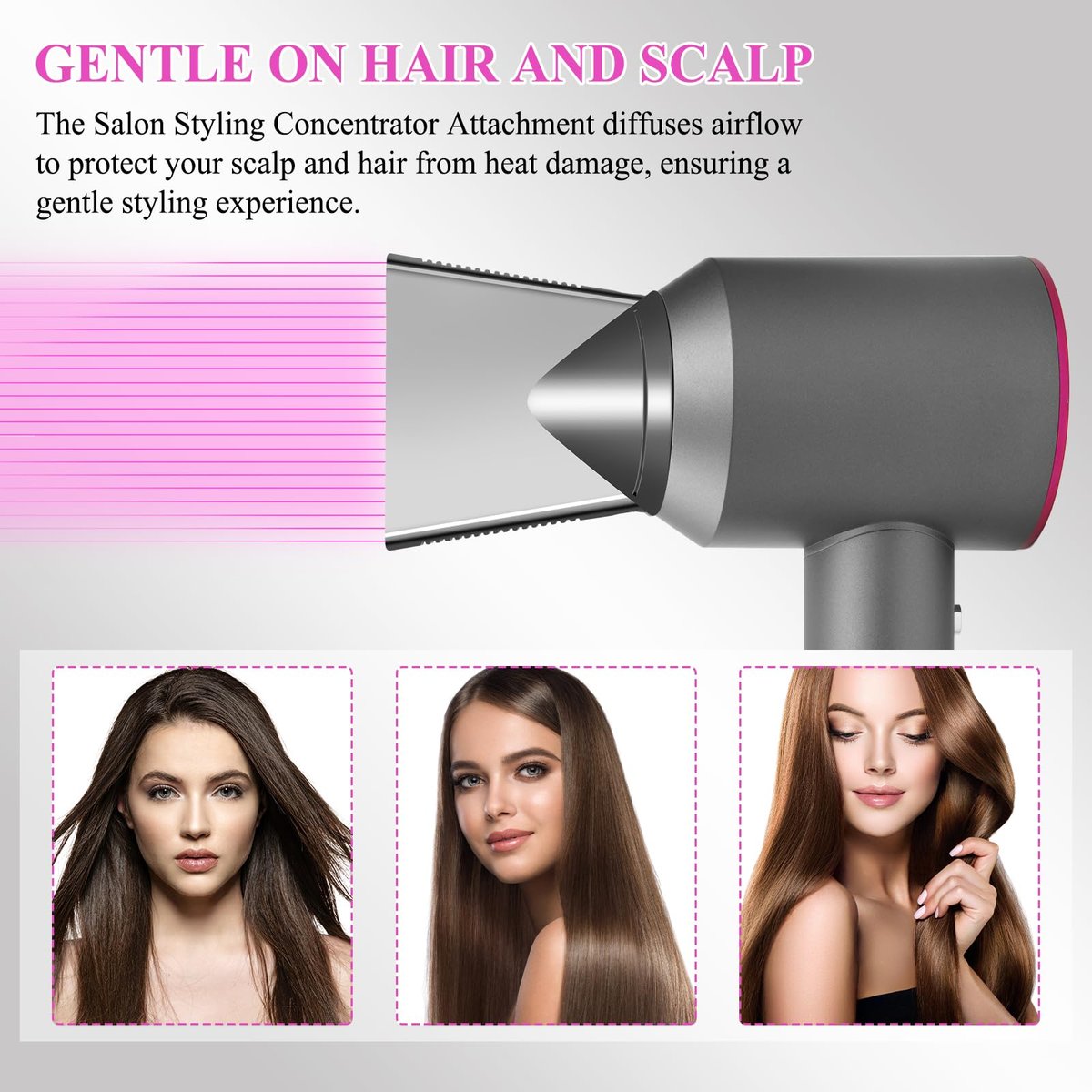 PUREGUST Salon Styling Concentrator Attachment Nozzle for Dyson Supersonic Hair Dryer - Grey Avelisse
