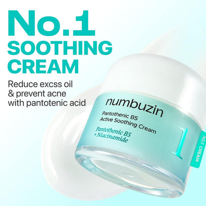 numbuzin No.1 Pantothenic B5 Active Soothing Cream – Remove Sebum & Skin Troubles, Korean Skincare for Women, 2.70 fl oz