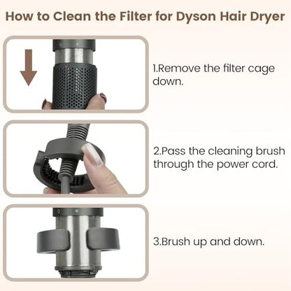 PUREGUST Filter Cleaning Brush Replacement for Dyson Airwrap HS01 HS05 HS08, Part NO. 969760-01 – Gray