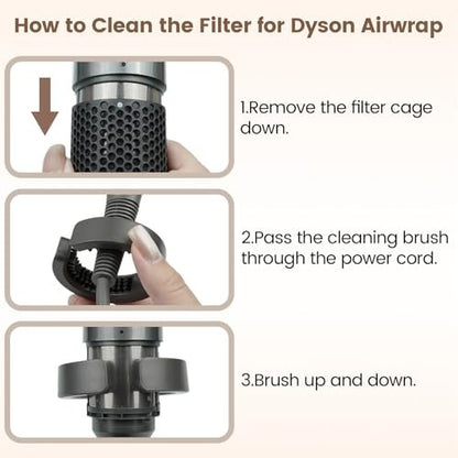 PUREGUST Filter Cleaning Brush Replacement for Dyson Airwrap HS01 HS05 HS08, Part NO. 969760-01 – Gray