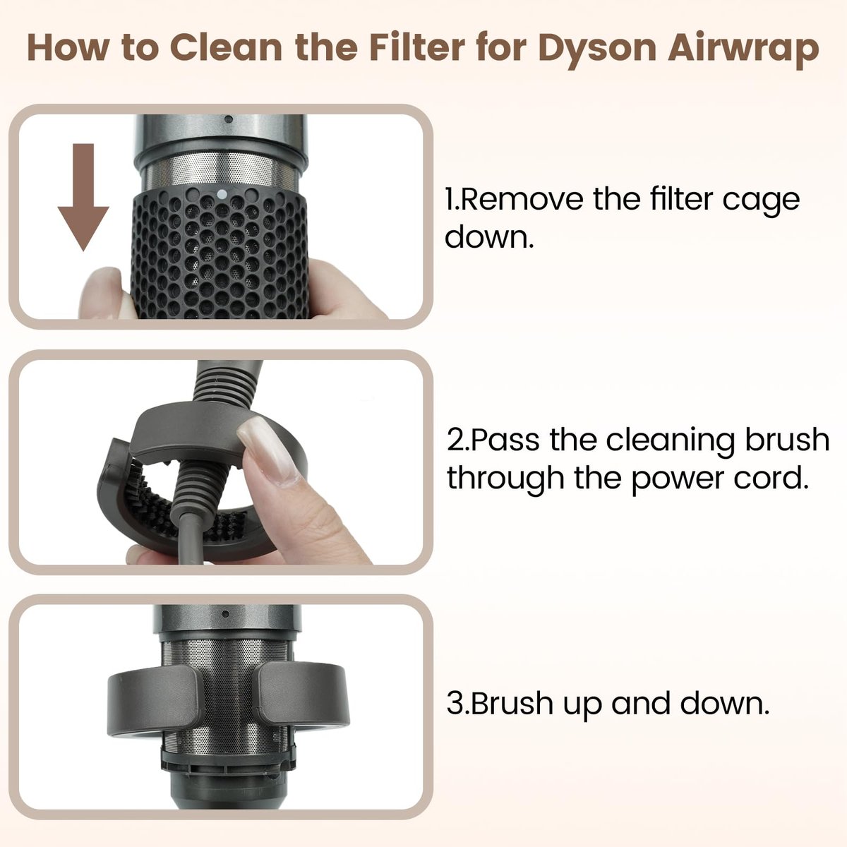 PUREGUST Filter Cleaning Brush Replacement for Dyson Airwrap HS01 HS05 HS08, Part NO. 969760-01 – Gray - görsel 9
