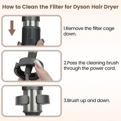 PUREGUST Filter Cleaning Brush Replacement for Dyson Airwrap HS01 HS05 HS08, Part NO. 969760-01 – Gray