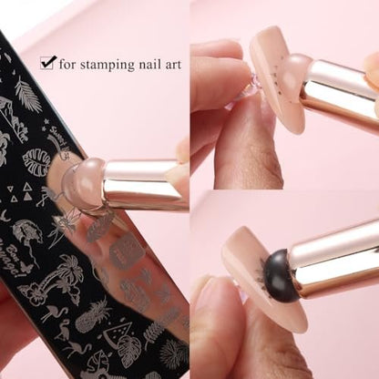 Fcozpjk 2-Pack Silicone Brush for Ombre Nail Art | Reusable Gel Polish Brush Gradient Nail Design | Soft Head Stamper for Stamping Nail Art Manicure Tool