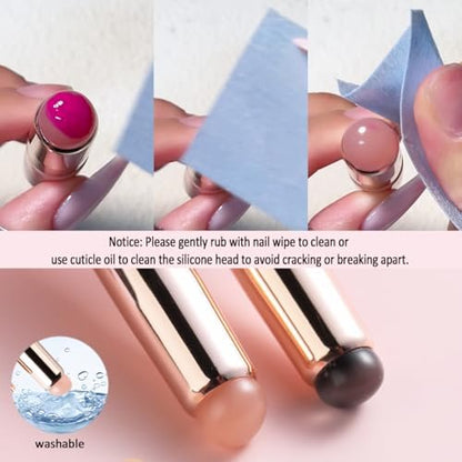 Fcozpjk 2-Pack Silicone Brush for Ombre Nail Art | Reusable Gel Polish Brush Gradient Nail Design | Soft Head Stamper for Stamping Nail Art Manicure Tool