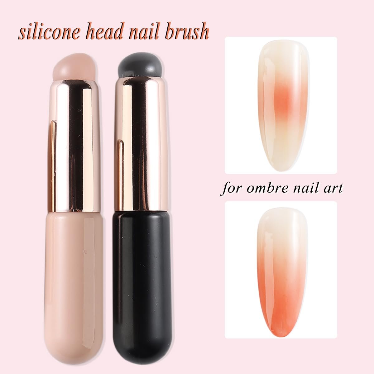 Fcozpjk 2-Pack Silicone Brush for Ombre Nail Art | Reusable Gel Polish Brush Gradient Nail Design | Soft Head Stamper for Stamping Nail Art Manicure Tool - görsel 3