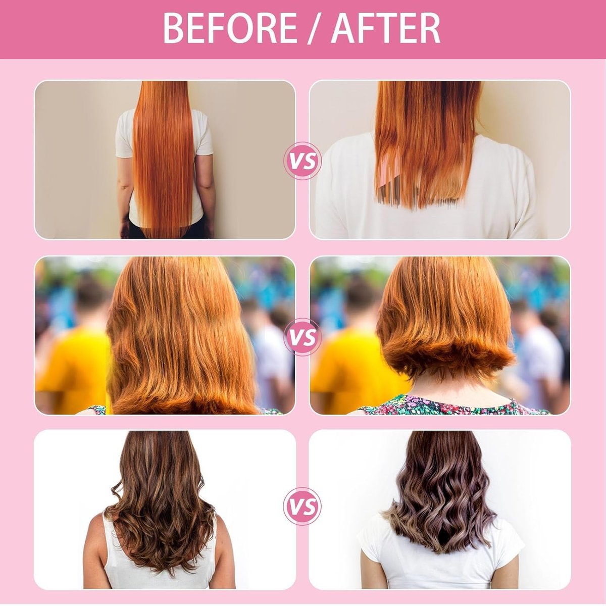 TagRecove Professional Hair Cutting Kit for Women - Easy-to-Use Split Ends Hair Trimmer, DIY Home Hair Cutting Tools for Bangs, Layers, Bobs, Pink Avelisse
