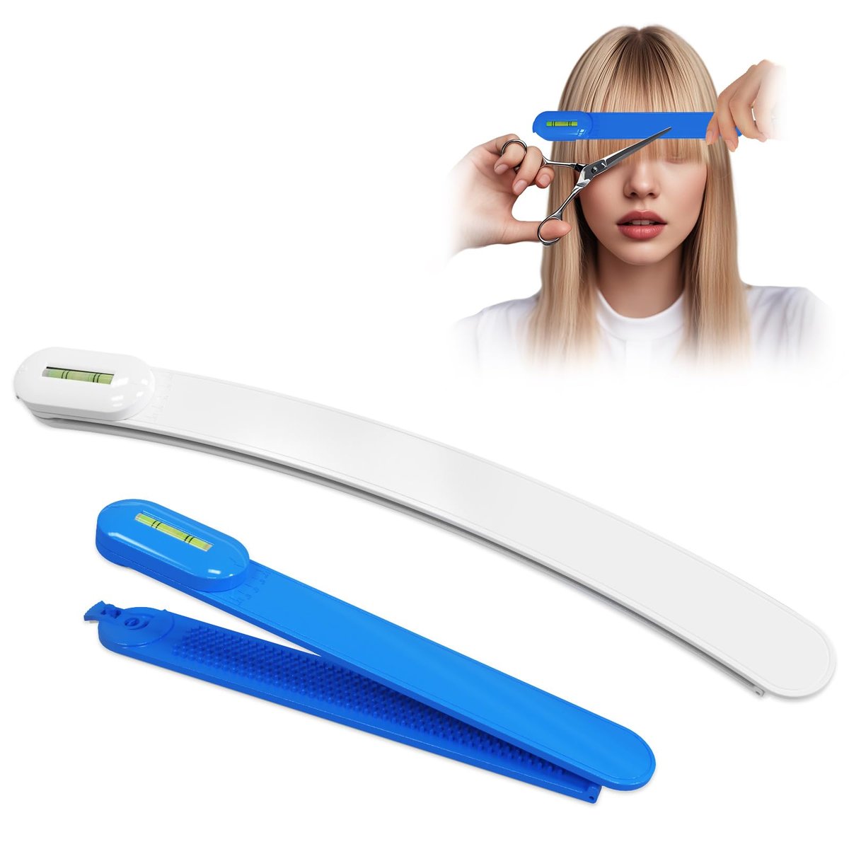 TagRecove Professional Hair Styling Tools: DIY Layering and Trimming Kit with Clips, Guide for Bangs, Layers, Split Ends - Blue Avelisse