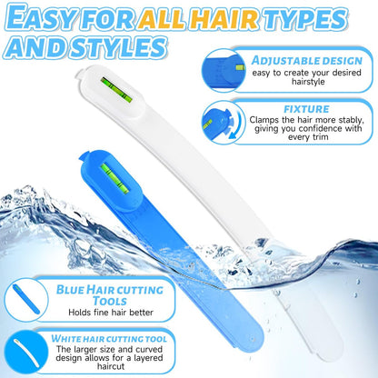 TagRecove Professional Hair Styling Tools: DIY Layering and Trimming Kit with Clips, Guide for Bangs, Layers, Split Ends - Blue Avelisse