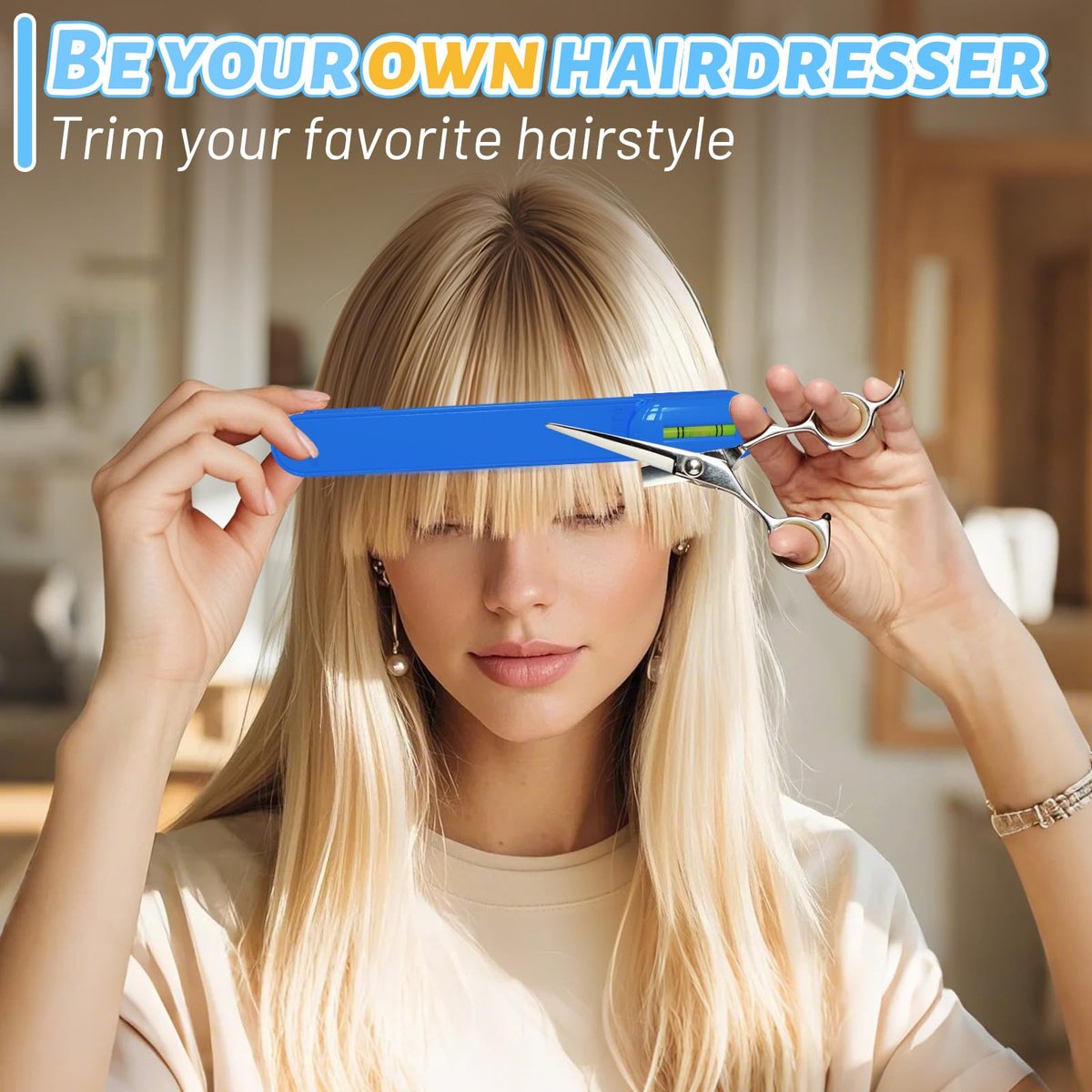 TagRecove Professional Hair Styling Tools: DIY Layering and Trimming Kit with Clips, Guide for Bangs, Layers, Split Ends - Blue Avelisse
