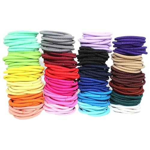 200 Pack 4cm Elastic Hair Ties - Multi Color Thin Hair Elastics, No Crease Rubber Ponytail Holders for Women & Girls - görsel 2