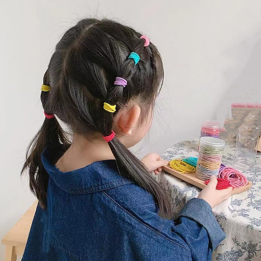 200 Pack 4cm Elastic Hair Ties - Multi Color Thin Hair Elastics, No Crease Rubber Ponytail Holders for Women & Girls - görsel 7