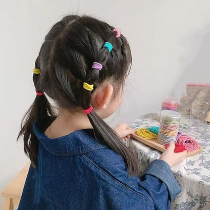 200 Pack 4cm Elastic Hair Ties - Multi Color Thin Hair Elastics, No Crease Rubber Ponytail Holders for Women & Girls