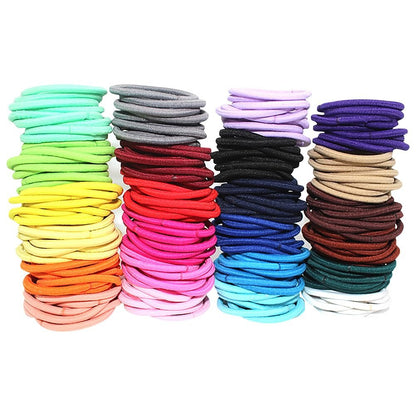 200 Pack 4cm Elastic Hair Ties - Multi Color Thin Hair Elastics, No Crease Rubber Ponytail Holders for Women & Girls