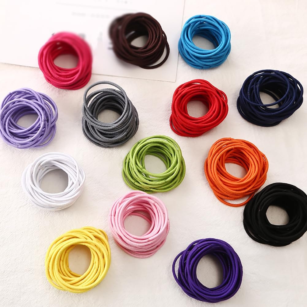 200 Pack 4cm Elastic Hair Ties - Multi Color Thin Hair Elastics, No Crease Rubber Ponytail Holders for Women & Girls - görsel 5