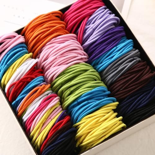 200 Pack 4cm Elastic Hair Ties - Multi Color Thin Hair Elastics, No Crease Rubber Ponytail Holders for Women & Girls - görsel 4