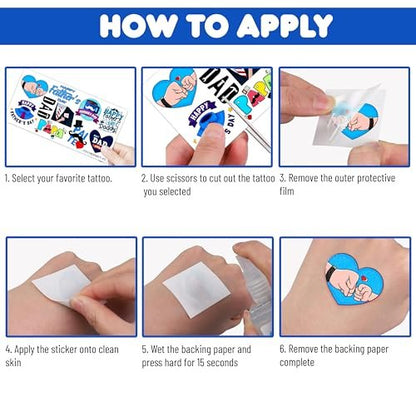 104 PCS Father's Day Party Decorations & Favors - Best Dad Ever Temporary Tattoos, Stickers & More for Dad Gift, School Prizes