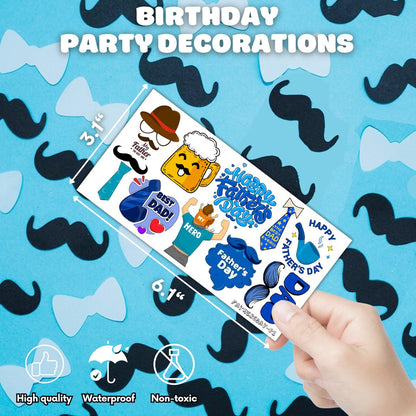 104 PCS Father's Day Party Decorations & Favors - Best Dad Ever Temporary Tattoos, Stickers & More for Dad Gift, School Prizes
