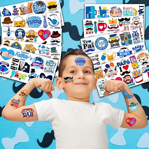 104 PCS Father's Day Party Decorations & Favors - Best Dad Ever Temporary Tattoos, Stickers & More for Dad Gift, School Prizes - görsel 8