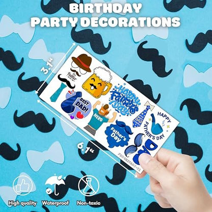 104 PCS Father's Day Party Decorations & Favors - Best Dad Ever Temporary Tattoos, Stickers & More for Dad Gift, School Prizes