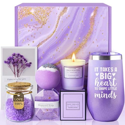 Teacher Appreciation Gifts for Women, Thank You Gifts for Women Teachers, Christmas Thanksgiving Gift for Woman Teacher, Back to School Gift - Unique Lavender Spa Basket Set - görsel 2