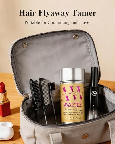 5-Piece Hair Styling Kit: Non-Greasy Hair Wax Stick, Flyaway Finishing Stick & 3 Slick Back Hair Brushes – Flyaways Control, Smooths Frizz & Defines Edges for Women, Kids & Men - görsel 12