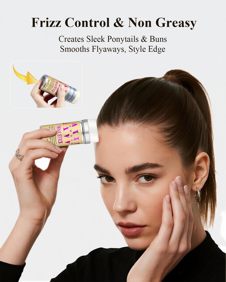 5-Piece Hair Styling Kit: Non-Greasy Hair Wax Stick, Flyaway Finishing Stick & 3 Slick Back Hair Brushes – Flyaways Control, Smooths Frizz & Defines Edges for Women, Kids & Men - görsel 5