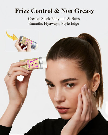 5-Piece Hair Styling Kit: Non-Greasy Hair Wax Stick, Flyaway Finishing Stick & 3 Slick Back Hair Brushes – Flyaways Control, Smooths Frizz & Defines Edges for Women, Kids & Men