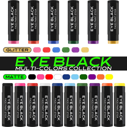 DALVGFN TRI-COLOR Eye Black Stick - Anti-Glare Eyeblack for Baseball, Football & Softball - Sweat-Proof Grease Paint for Athletes