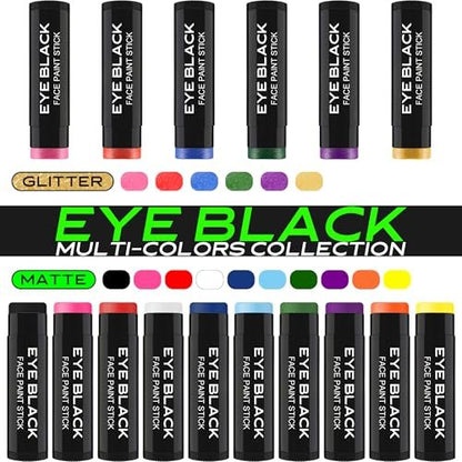 DALVGFN TRI-COLOR Eye Black Stick - Anti-Glare Eyeblack for Baseball, Football & Softball - Sweat-Proof Grease Paint for Athletes