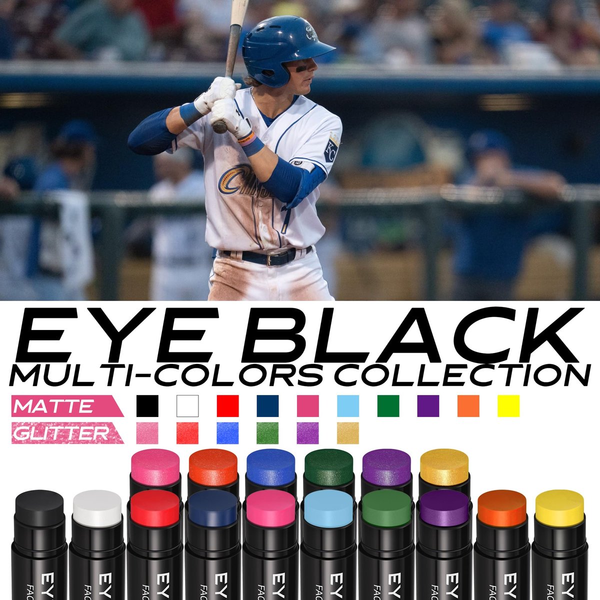 CCbeauty Hot Pink Eye Black Stick – Anti-Glare Eye Grease Paint for Baseball, Football, Softball, Lacrosse & More | Waterproof Sport Eye Black for Athletes & Fans - görsel 3