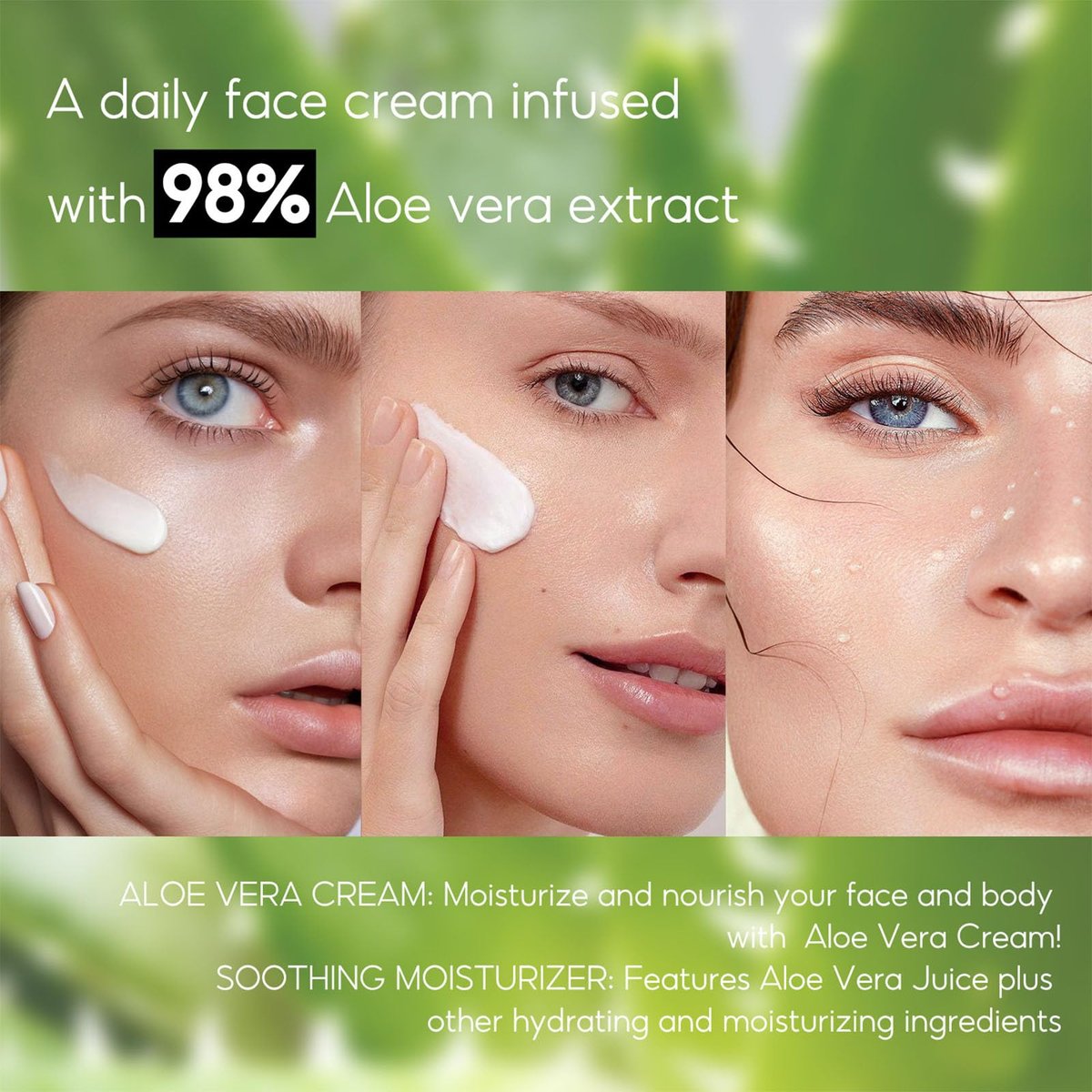 Grospe Aloe Vera Moisturizer Facial Cream – 98% Organic Aloe Vera, Anti-Wrinkle & Deep Hydration for Dry Skin, Acne Scars, 1.7 oz - görsel 11