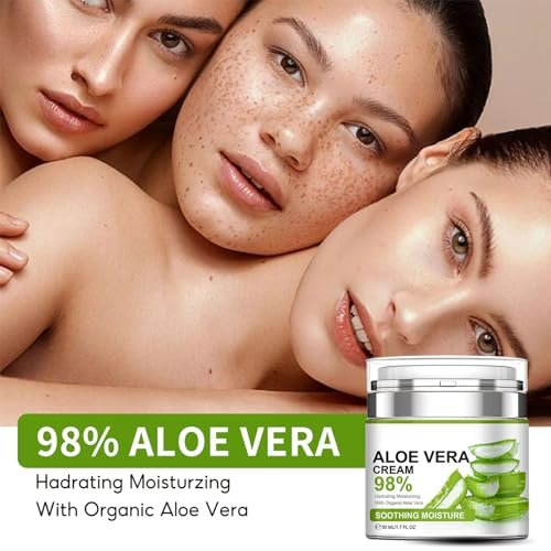 Grospe Aloe Vera Moisturizer Facial Cream – 98% Organic Aloe Vera, Anti-Wrinkle & Deep Hydration for Dry Skin, Acne Scars, 1.7 oz - görsel 4