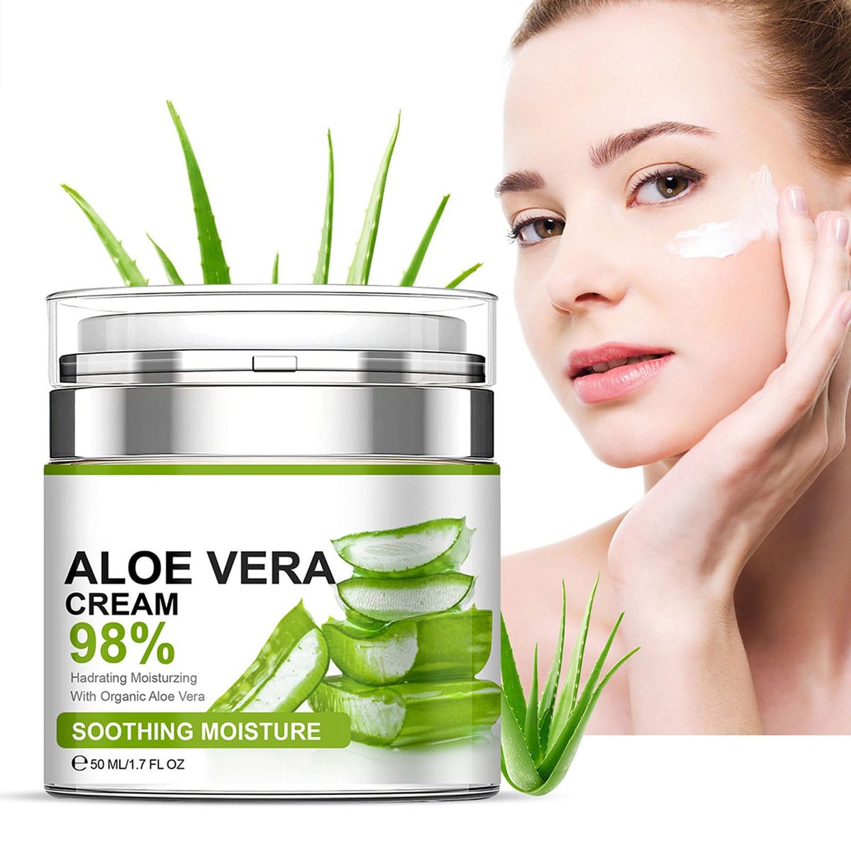 Grospe Aloe Vera Moisturizer Facial Cream – 98% Organic Aloe Vera, Anti-Wrinkle & Deep Hydration for Dry Skin, Acne Scars, 1.7 oz - görsel 15