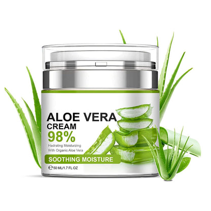 Grospe Aloe Vera Moisturizer Facial Cream – 98% Organic Aloe Vera, Anti-Wrinkle & Deep Hydration for Dry Skin, Acne Scars, 1.7 oz