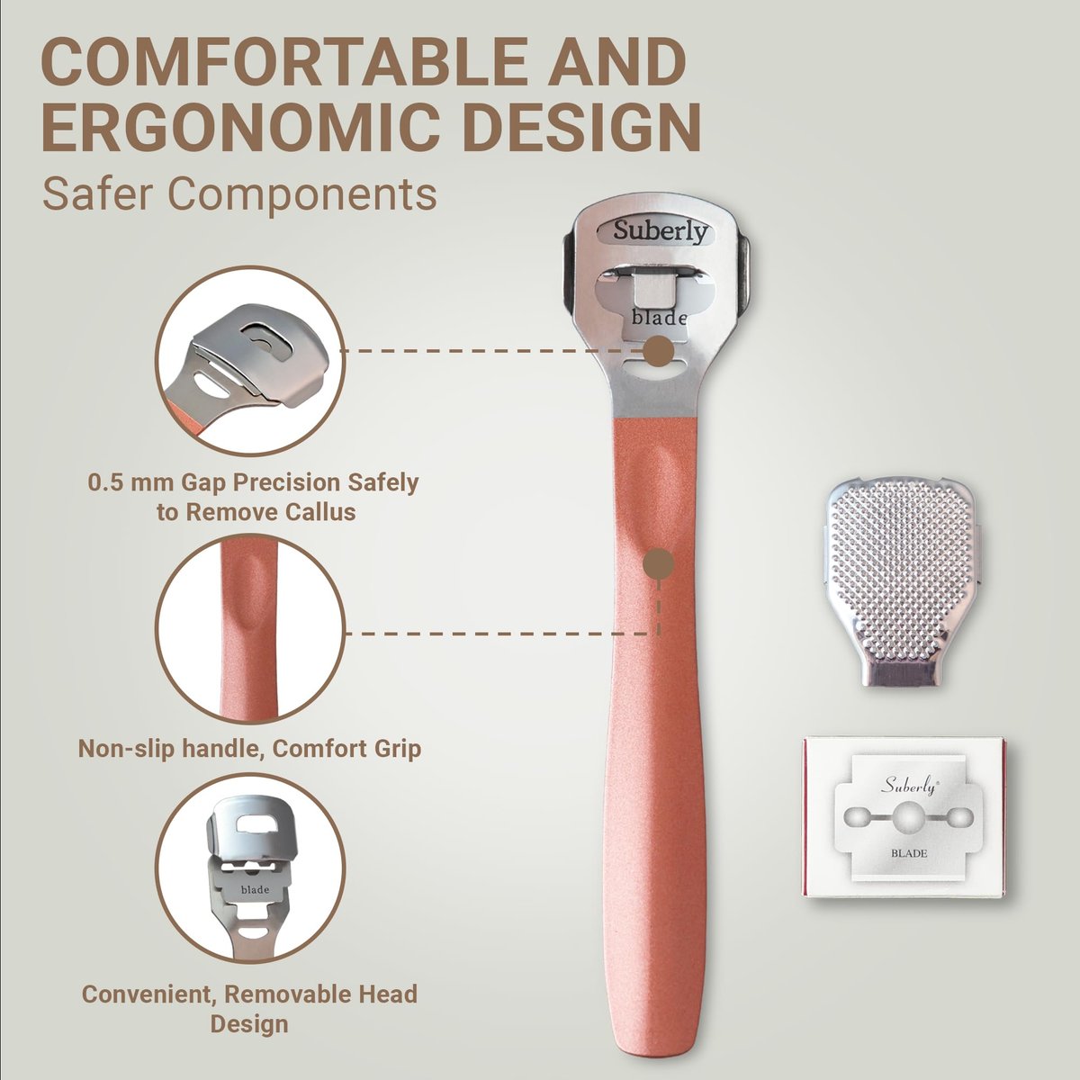 SoleLux Callus Shaver for Feet – 410 Stainless Steel Foot Shaver Callus Remover with 10 Blades, Pain-Free Pedicure Tool for Corns & Dead Skin Removal - görsel 5