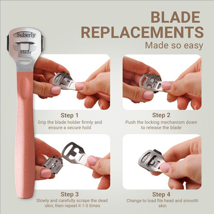 SoleLux Callus Shaver for Feet – 410 Stainless Steel Foot Shaver Callus Remover with 10 Blades, Pain-Free Pedicure Tool for Corns & Dead Skin Removal