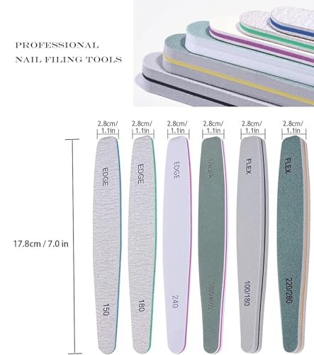 TONOKAILS 18-Pack Nail Files and Buffers Set - Double Sided Manicure Tools for Acrylic, Dip, and Natural Nails, with 6 Four-Sided 120 Grit Buffer Blocks for Home Salon Use - görsel 5