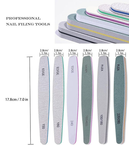 TONOKAILS 18-Pack Nail Files and Buffers Set - Double Sided Manicure Tools for Acrylic, Dip, and Natural Nails, with 6 Four-Sided 120 Grit Buffer Blocks for Home Salon Use