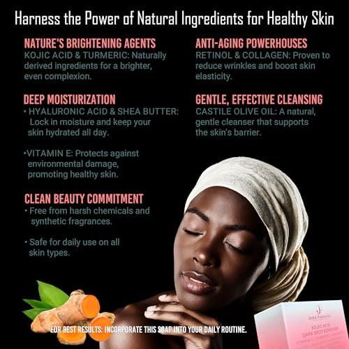 Jean-Francois Kojic Acid Dark Spot Remover Soap Bars with Vitamin C, Collagen, Turmeric - Original Japanese Complex with Hyaluronic Acid, Vitamin E, Shea Butter, Castile Olive Oil (2 Pack) - görsel 16