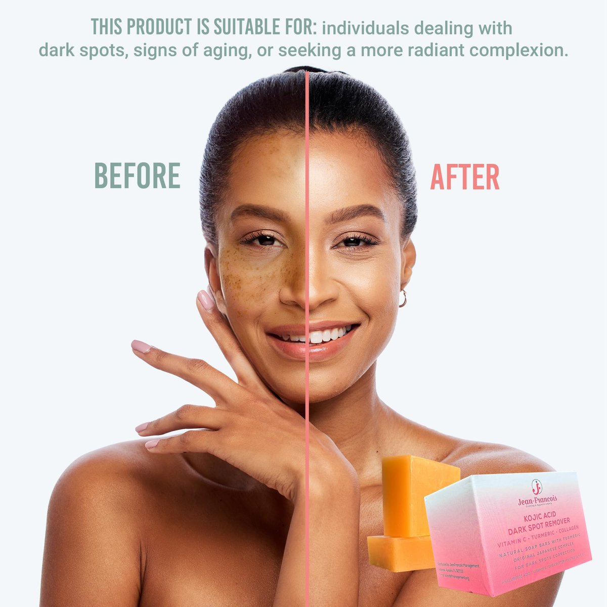 Jean-Francois Kojic Acid Dark Spot Remover Soap Bars with Vitamin C, Collagen, Turmeric - Original Japanese Complex with Hyaluronic Acid, Vitamin E, Shea Butter, Castile Olive Oil (2 Pack) - görsel 11