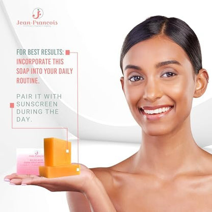 Jean-Francois Kojic Acid Dark Spot Remover Soap Bars with Vitamin C, Collagen, Turmeric - Original Japanese Complex with Hyaluronic Acid, Vitamin E, Shea Butter, Castile Olive Oil (2 Pack)