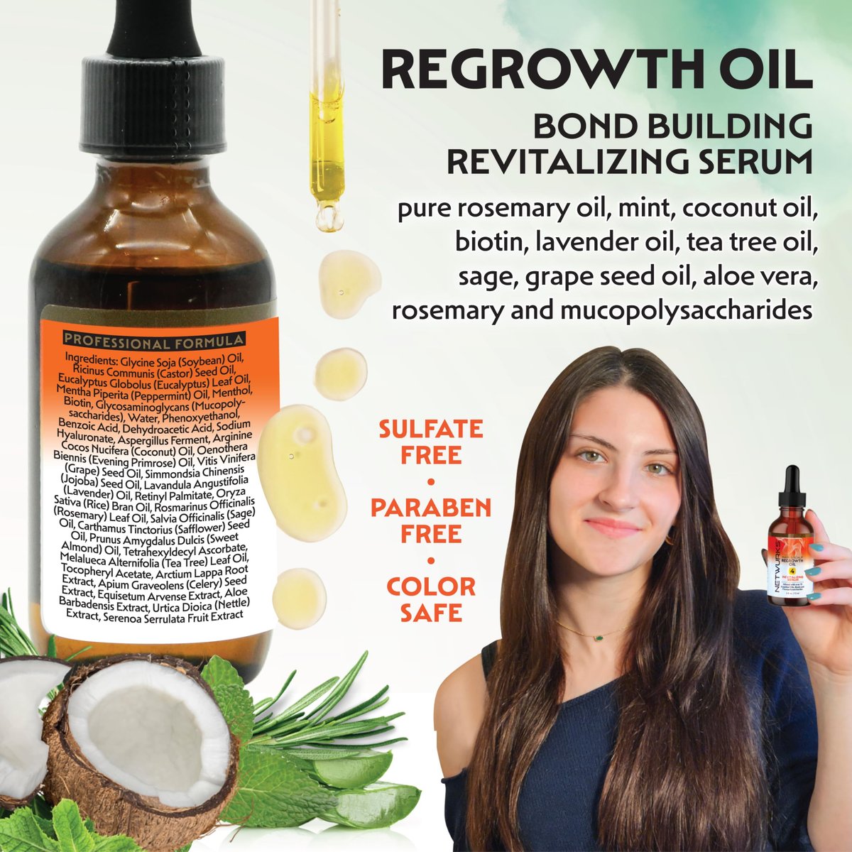 Netwurks Hair & Scalp Bonding Oil – Repair, Moisturize & Promote Hair Growth with Essential Oils (2 Oz) - görsel 7