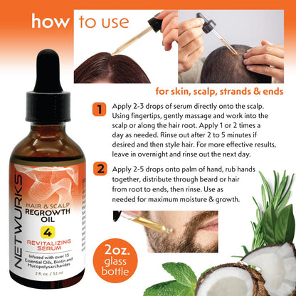 Netwurks Hair & Scalp Bonding Oil – Repair, Moisturize & Promote Hair Growth with Essential Oils (2 Oz)