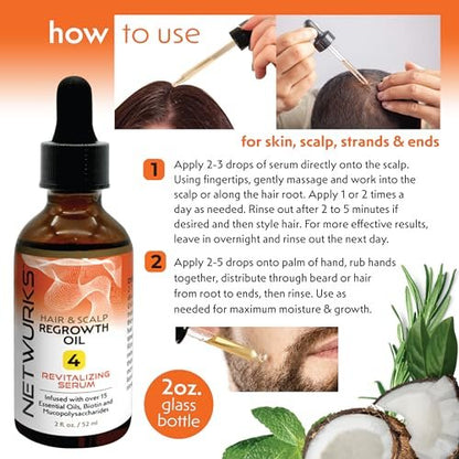 Netwurks Hair & Scalp Bonding Oil – Repair, Moisturize & Promote Hair Growth with Essential Oils (2 Oz)