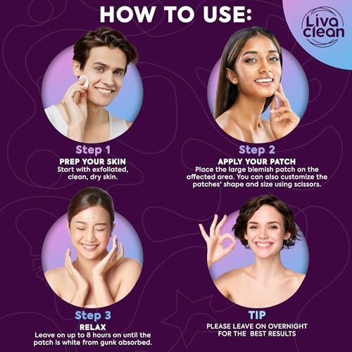 60CT Large Pimple Patches with Salicylic Acid, Tea Tree & Calendula Oil - Hydrocolloid Acne Patches for Face & Body - XL Blemish Patch for Chin, Nose, Forehead - LivaClean Avelisse
