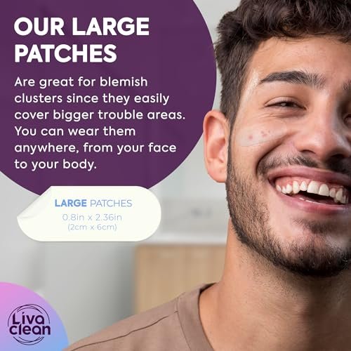 60CT Large Pimple Patches with Salicylic Acid, Tea Tree & Calendula Oil - Hydrocolloid Acne Patches for Face & Body - XL Blemish Patch for Chin, Nose, Forehead - LivaClean Avelisse