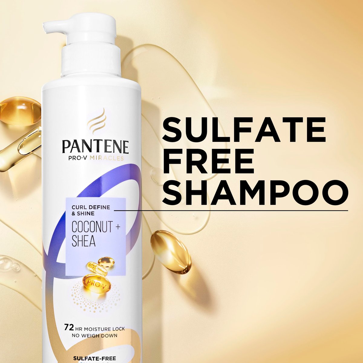 Pantene Pro-V Miracles Curl Define & Shine Coconut + Shea Sulfate-Free Shampoo 13.5 FL OZ Avelisse