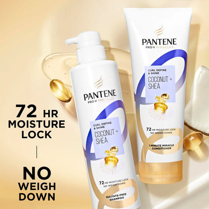Pantene Pro-V Miracles Curl Define & Shine Coconut + Shea Sulfate-Free Shampoo 13.5 FL OZ Avelisse