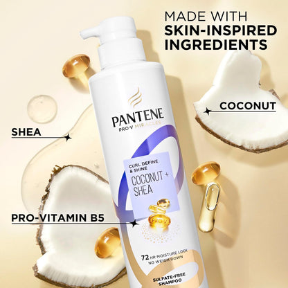 Pantene Pro-V Miracles Curl Define & Shine Coconut + Shea Sulfate-Free Shampoo 13.5 FL OZ Avelisse