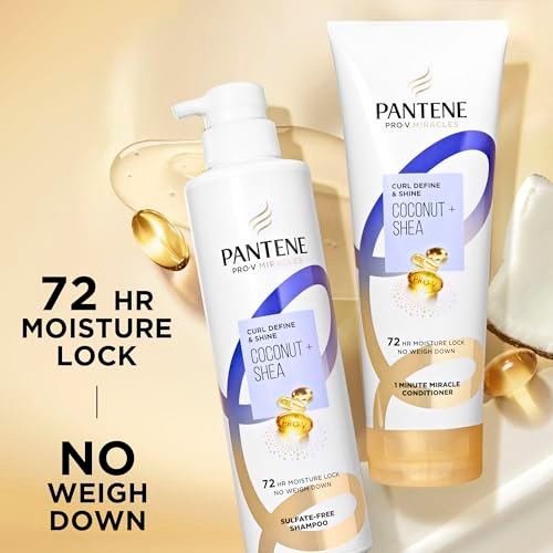 Pantene Pro-V Miracles Curl Define & Shine Coconut + Shea Sulfate-Free Shampoo 13.5 FL OZ Avelisse